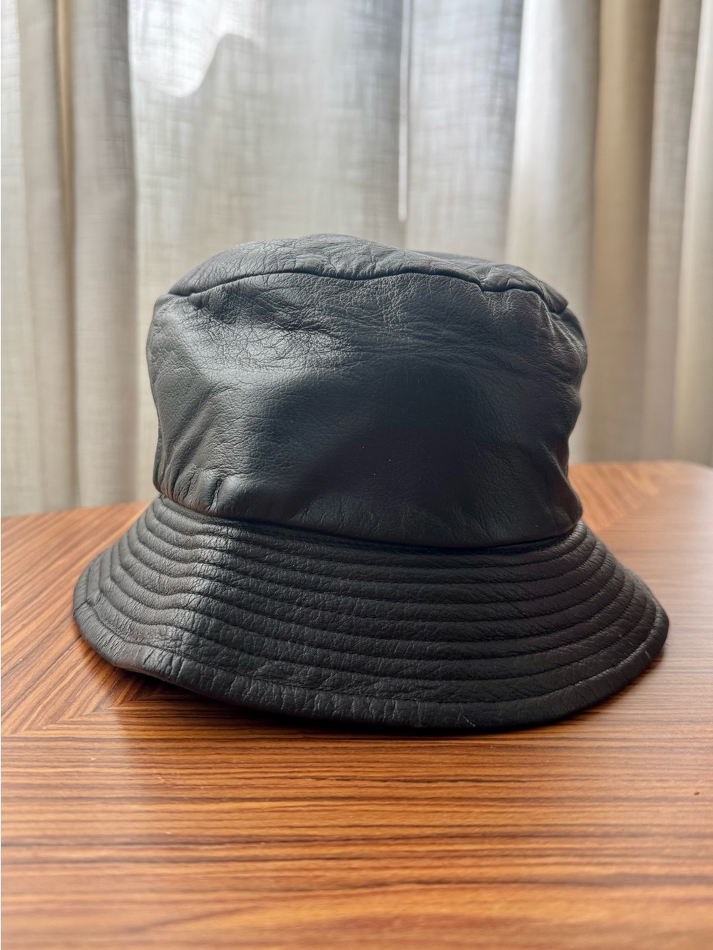 Vintage Genuine Leather Bucket Hat Black Unisex Fisherman Hat A. Adams & Spire